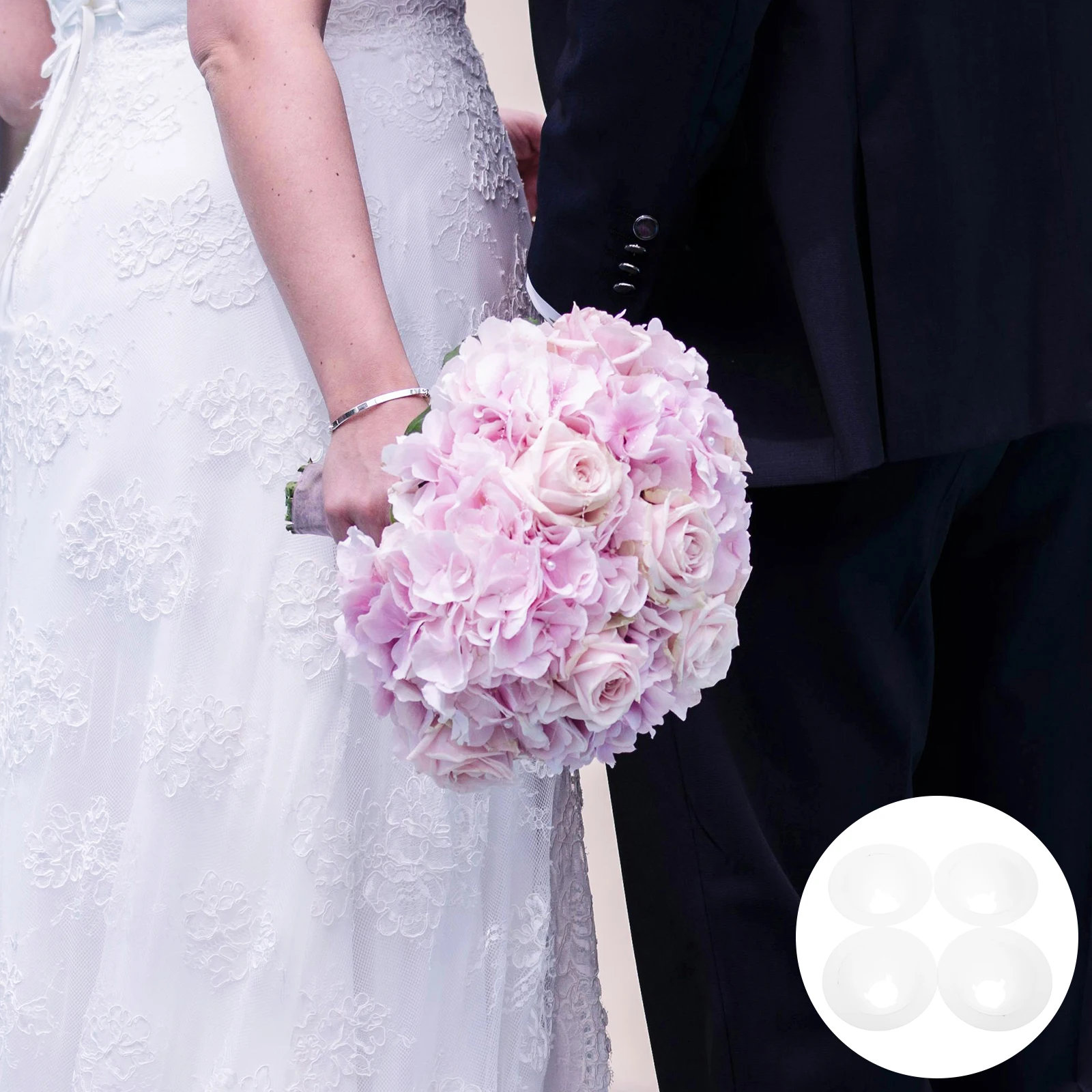 

4pcs Diy Wedding Bouquet Holder Plastic Base Floral Supplies Foam Ball Handle Tray Creative Bridal Bouquet Stand