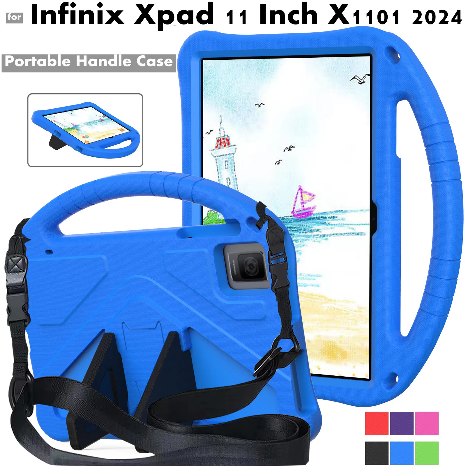 for Infinix Xpad X Pad X1101 11 Inch 2024 Shockproof EVA Cover Shell Stand Casing Kids Friendly Portable Handle Case