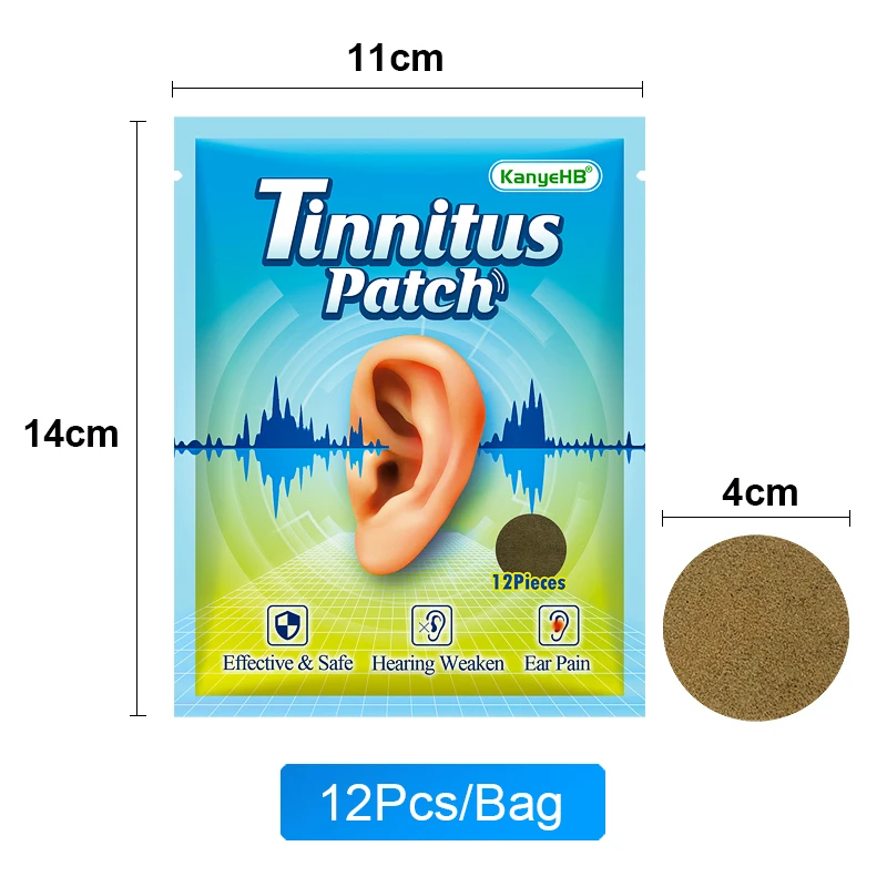 12Pcs=1Bag Tinnitus Relieve Patch For Ringing Ears Herbal Earache Treatment Plaster Improves Hearing Prevent Otitis Media W013