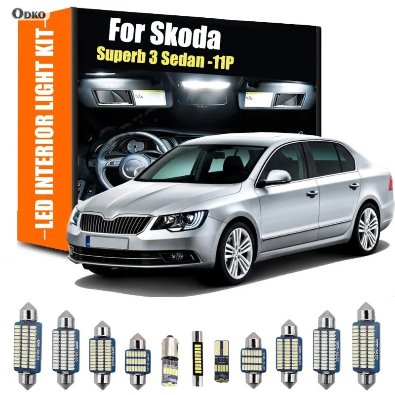 

For Skoda Superb 3 Sedan 11Pcs Canbus LED Bulb Car Interior Light Kit Hatchback Combi Car Lights Signal Lamp