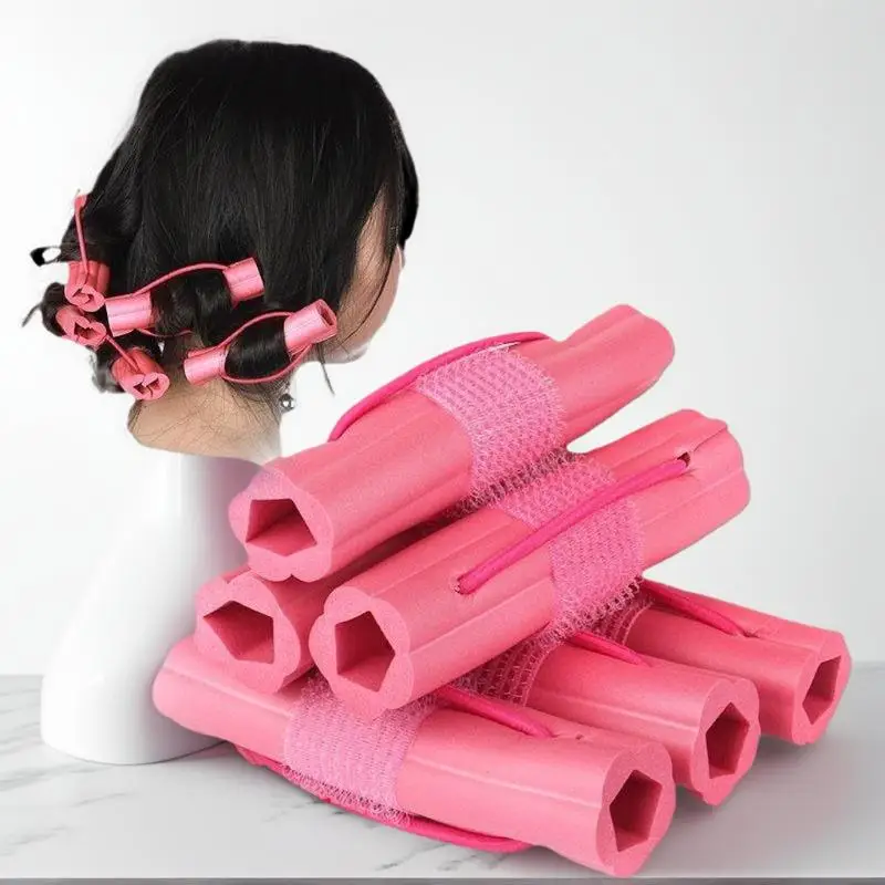 6Pcs Self-adhesive Hair Curler Soft Flower Shape Magic Foam Sponge Hair Curling Styling Barber Accessories DIY Wavy Hair Rollers