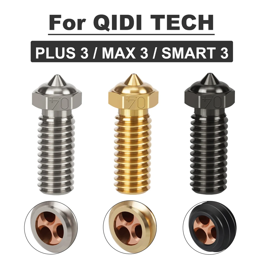 

For QIDI TECH X PLUS 3/ X MAX 3/X SMART 3 Clone CHT Nozzle High Flow 3D Printer Parts Hard steel Brass Copper Plated 3D Printer