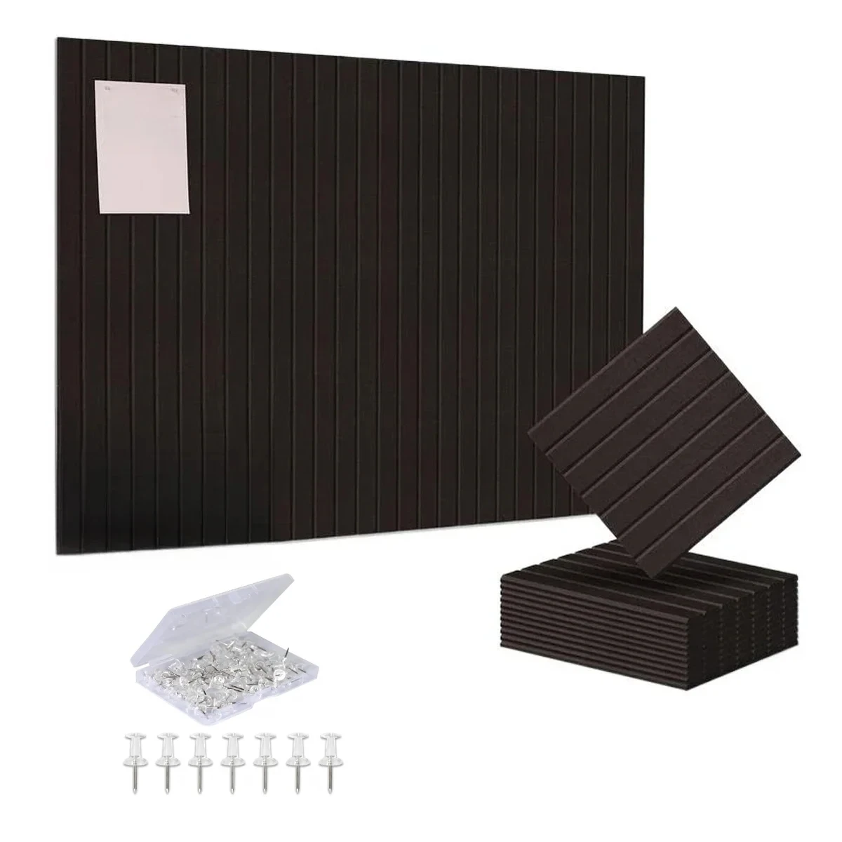 6-12PCS Black Large Felt Cork Pin Note Bulletin Boards Mount Wall Tiles Soundproof Acoustic Panel for Home Office Ceiling Decor