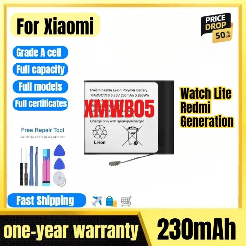 XMWB05 for Xiaomi Watch Lite/Redmi Generation Watch Battery High Quality Capacity Replacement Bateria Grade A Cell with Tools