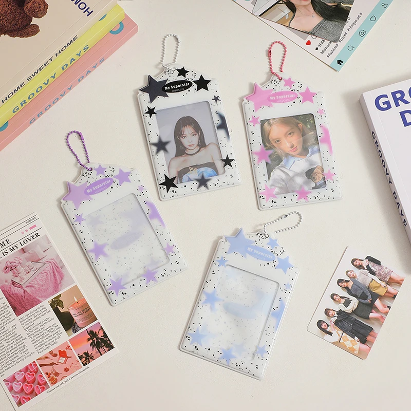 PVC Star Series Photocard Holder Keychain Idol Photo Sleeve ID Card Cover Protector Postcard Credit ID Bank Bus Card Holder