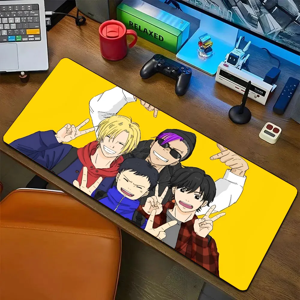 1 buah alas Mouse antiselip Model Anime BANANA FISH populer cocok untuk komputer kantor laptop e-sport alas meja Game XXL Keyboard