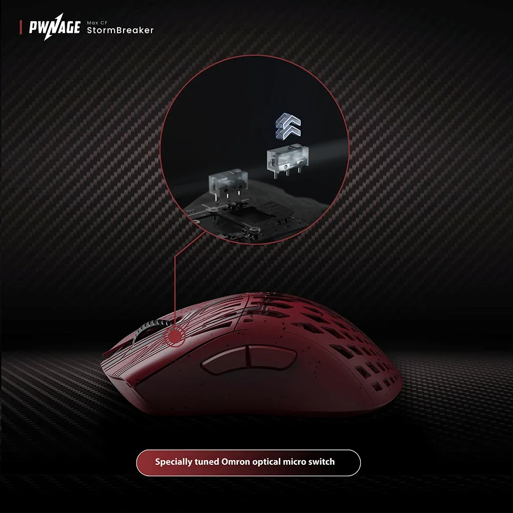 

Мышь Pwnage StormBreaker MAX CF, двухрежимная беспроводная игровая мышь 2 PAW3950, 8000 Гц, легкая мышь из углеродного волокна, аксессуары для ПК