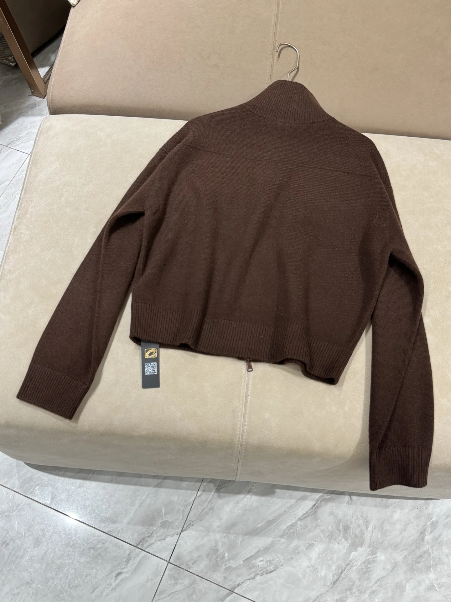 Cardigan tricoté en cachemire pour femmes, col à Double poche, fermeture éclair, pantalon, ensemble deux pièces à la mode