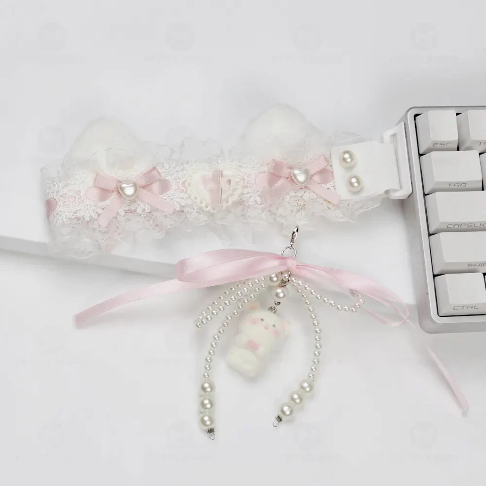 

Лента для клавиатуры, индивидуальная кружевная лента ручной работы, боковая полоска с пряжкой для клавиатуры, милые креативные универсальные аксессуары для механических клавиатур