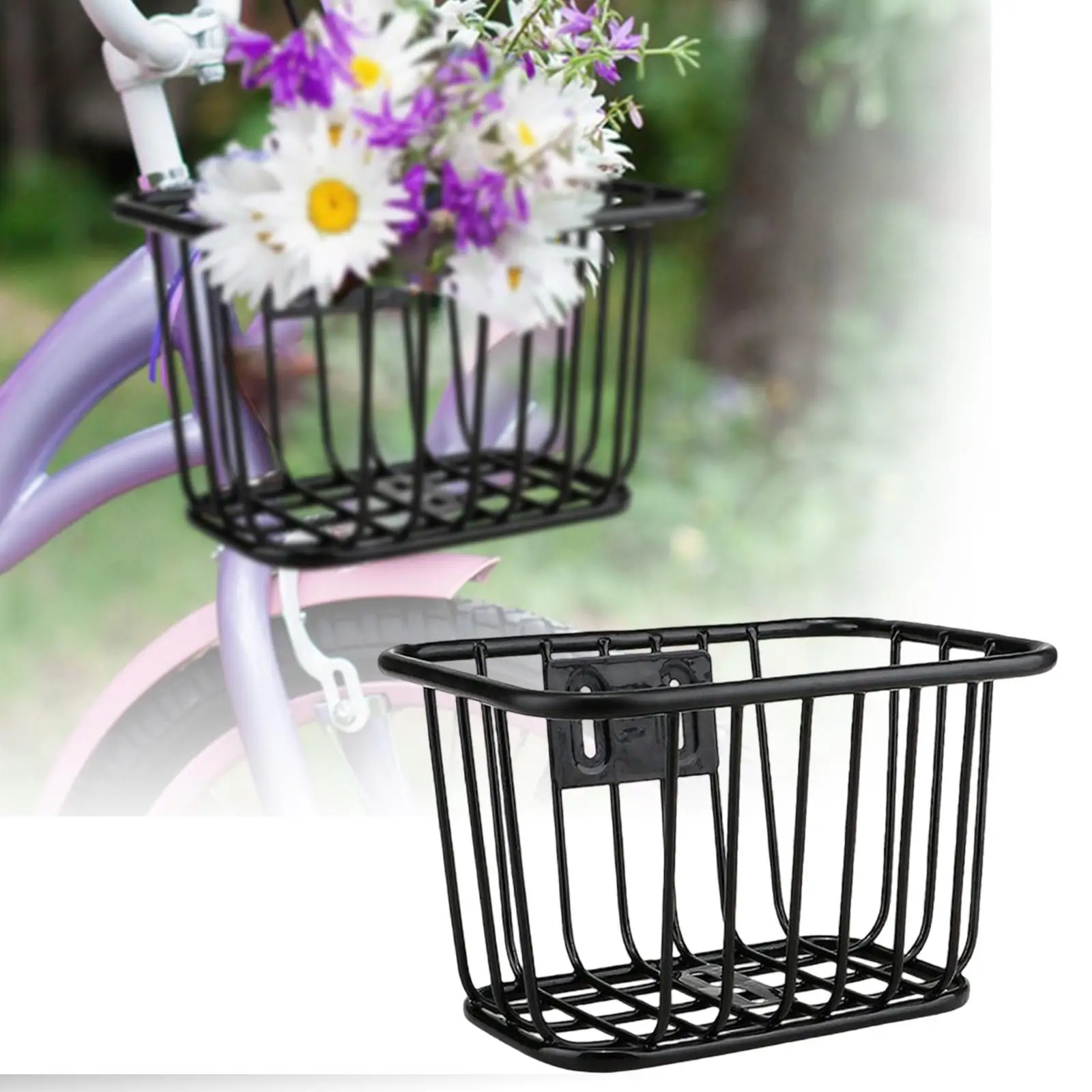 Metal bikes Front Basket Removable Front Easy to Install Shopping Bag