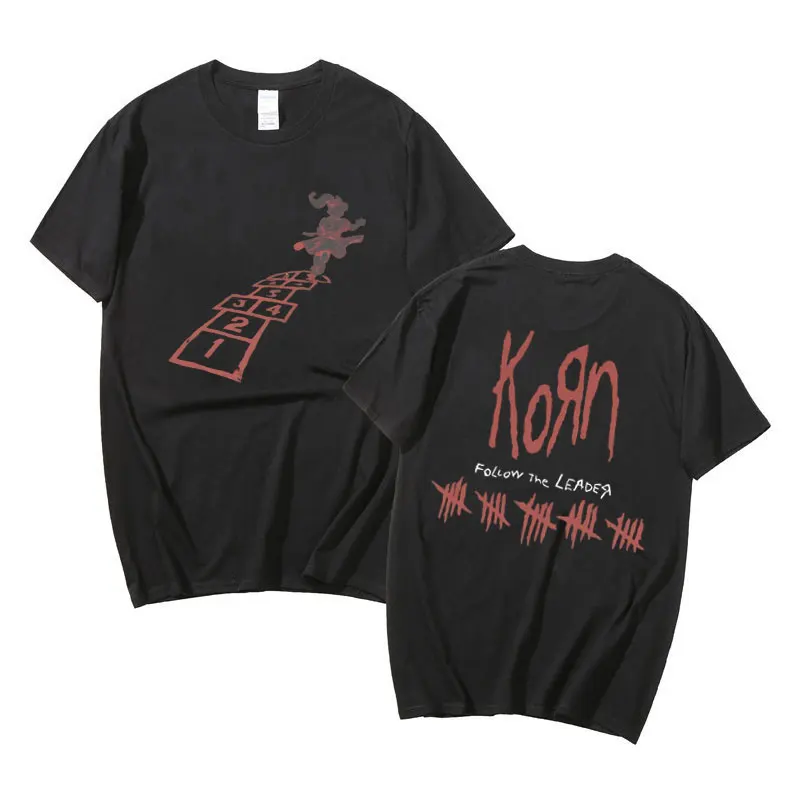 Rock Band Korn Follow The Leader Graphic T Shirt Men Women Fashion Loose Short Sleeve Tees Man Vintage Gothic Oversized Tshirt