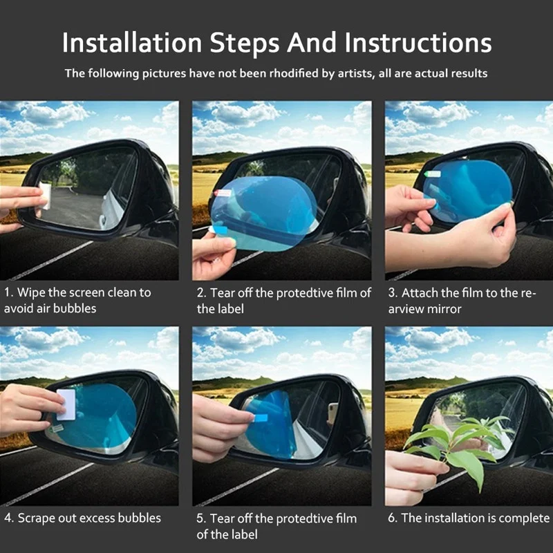 2pcs Car Rearview Mirror Protective Film Anti Fog Membrane Anti-Glare Waterproof Rainproof Car Sticker Clear Film