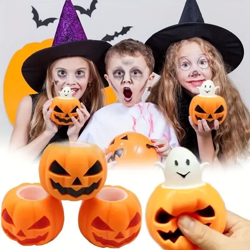 1/5PCS Halloween Ghost Venting Pinch Pumpkin Squeeze Squishy Toy for Party Decoration Decompression Stress Relief for Kids Adult