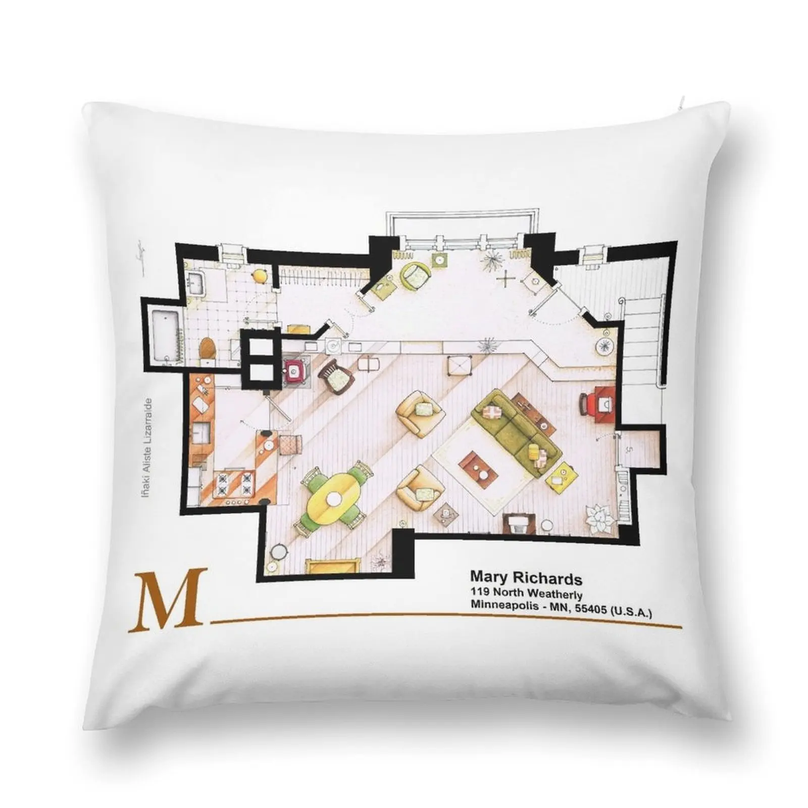 Mary Richards apt. from The Mary Tyler Moore Show Throw Pillow Decorative Pillow Covers For Sofa christmas pillow case