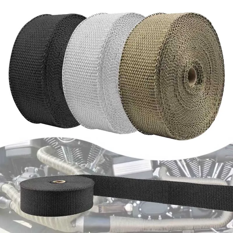 Motorcycle Car Exhaust Systems Thermal Header Pipe Fire Cloth Tape Heat Insulating Wrap