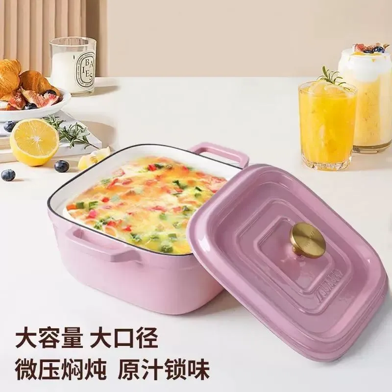 For  24cm Square Enamel Pot Thickened Household Double Ear Stew Pot Hot Pot Large Capacity Soup