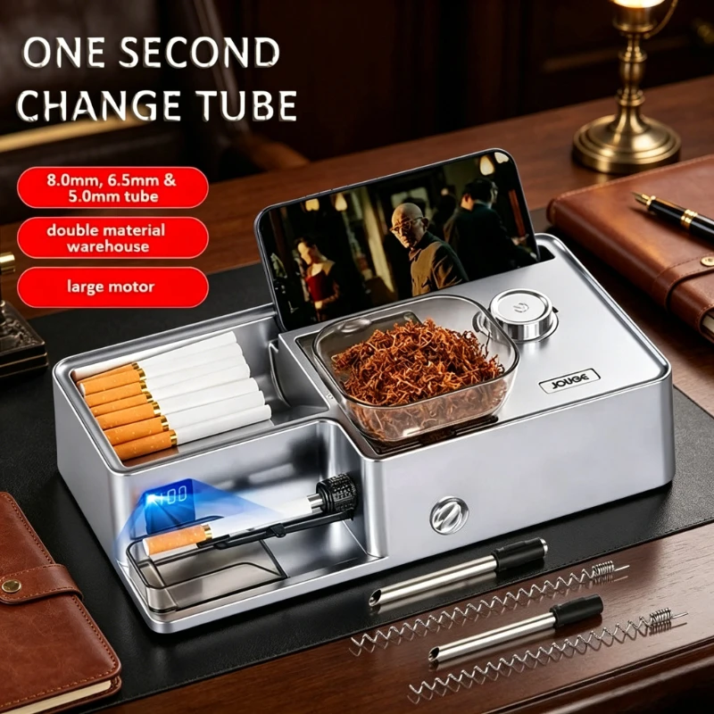 Máquina de Cigarrillos Automática 3 en 1 NUEVA 2026, Inyector Eléctrico Inteligente con Sensor, Tubo Redondo de 5.5, 6.5 y 8 mm para Tabaco, con Pinzas