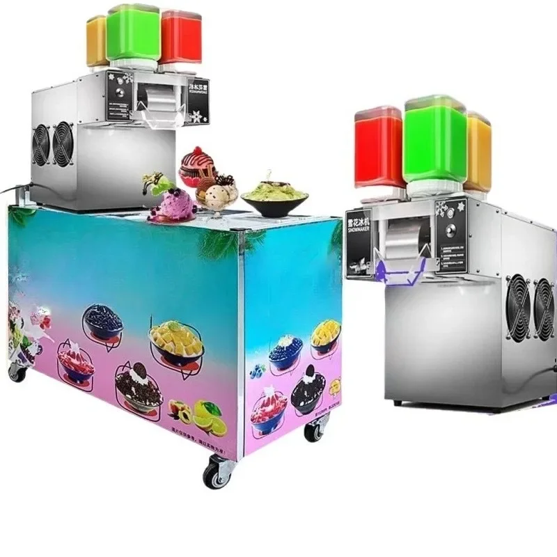 Fully automatic commercial mobile stall snowflake ice machine, small household ice machine