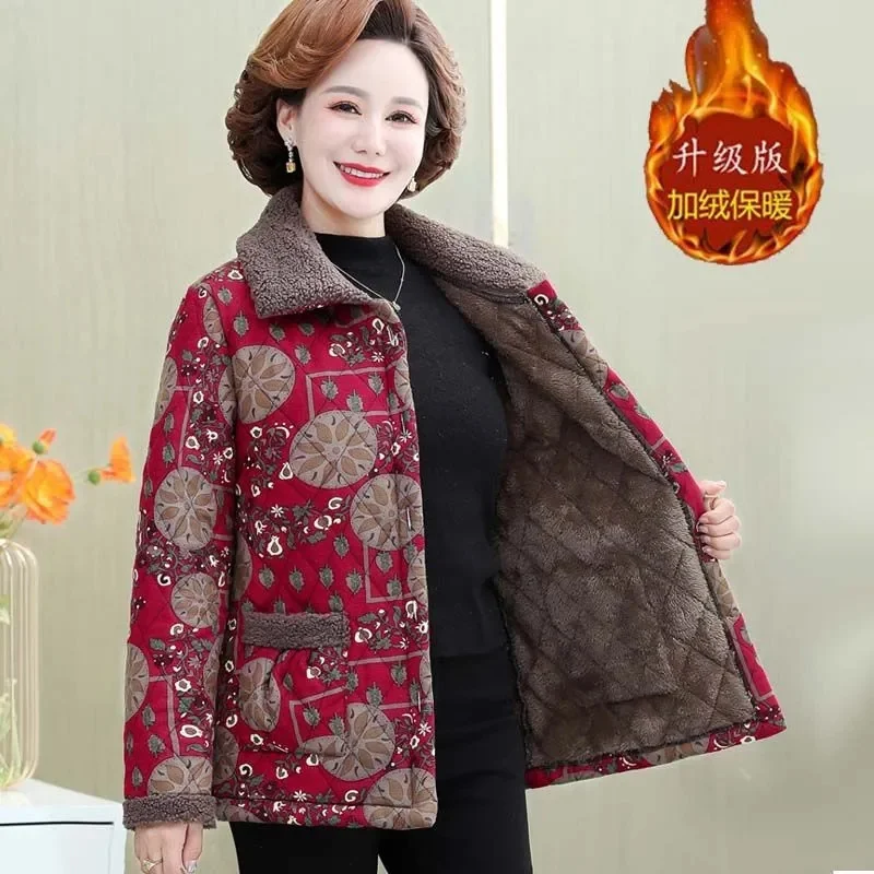 Mother Autumn Winter New Cashmere Coat 2023 Casual And Versatile Thin Warm Short Jacket Middle-Aged Women Thick  Jacket