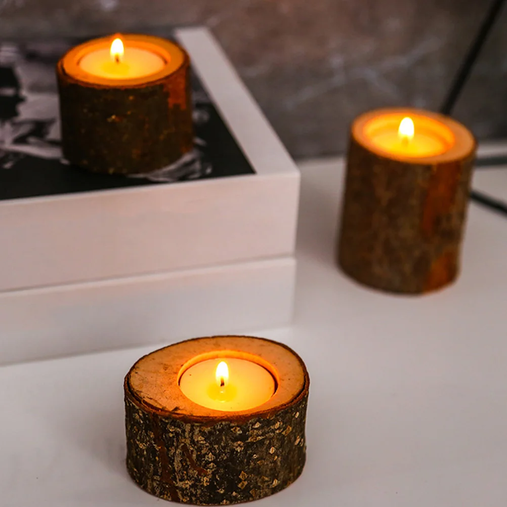 

5Pcs Wooden Candleholder Unique Creative Branch Candlestick Natural Tray for Wedding Party Christmas Home Festival Decoration