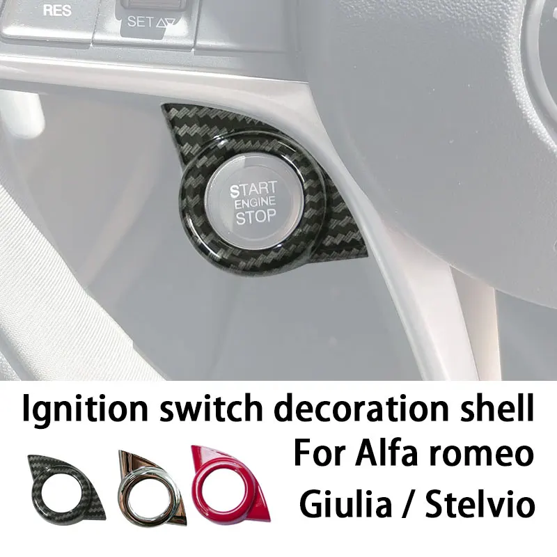 Ignition Switch Decoration Shell Engine Start Stop Button Trim Cover For Alfa Romeo Giulia Stelvio Interior Accessories