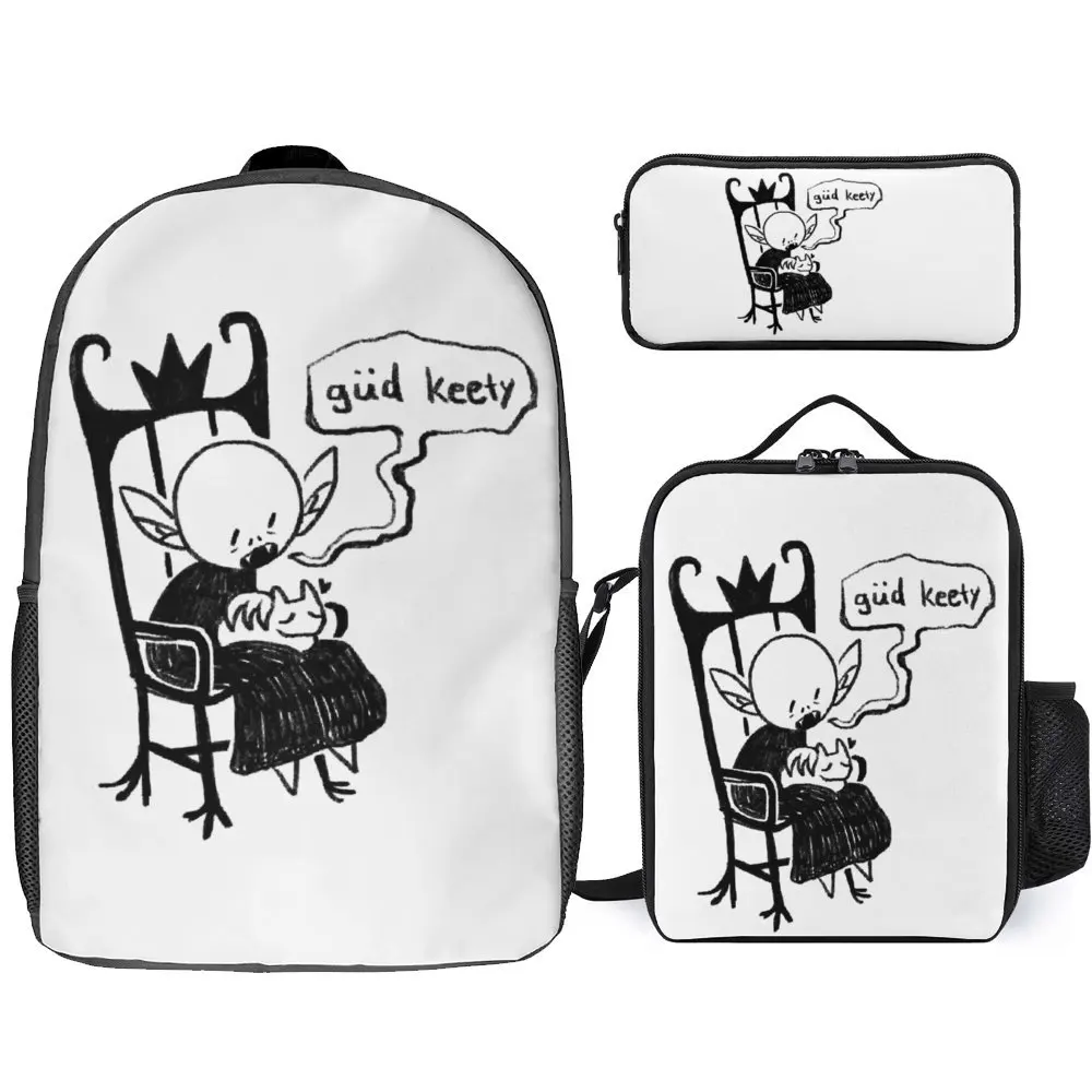 

3 in 1 Set 17 Inch Backpack Lunch Bag Pen Bag Little Nosferatuer With A Cat For Sale Secure Premium Snug Picnics Blanket Roll