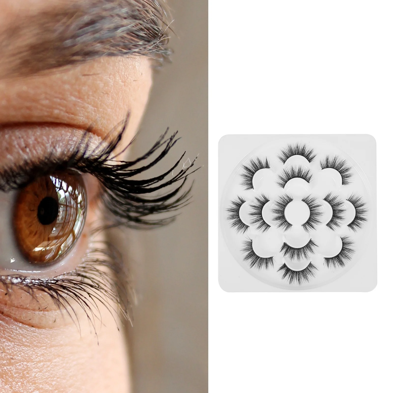 7 pares de pestañas postizas de estilo natural, finas y largas, pestañas postizas de maquillaje, pestañas densas, extensión de pestañas, realzador de ojos para fiestas y bodas