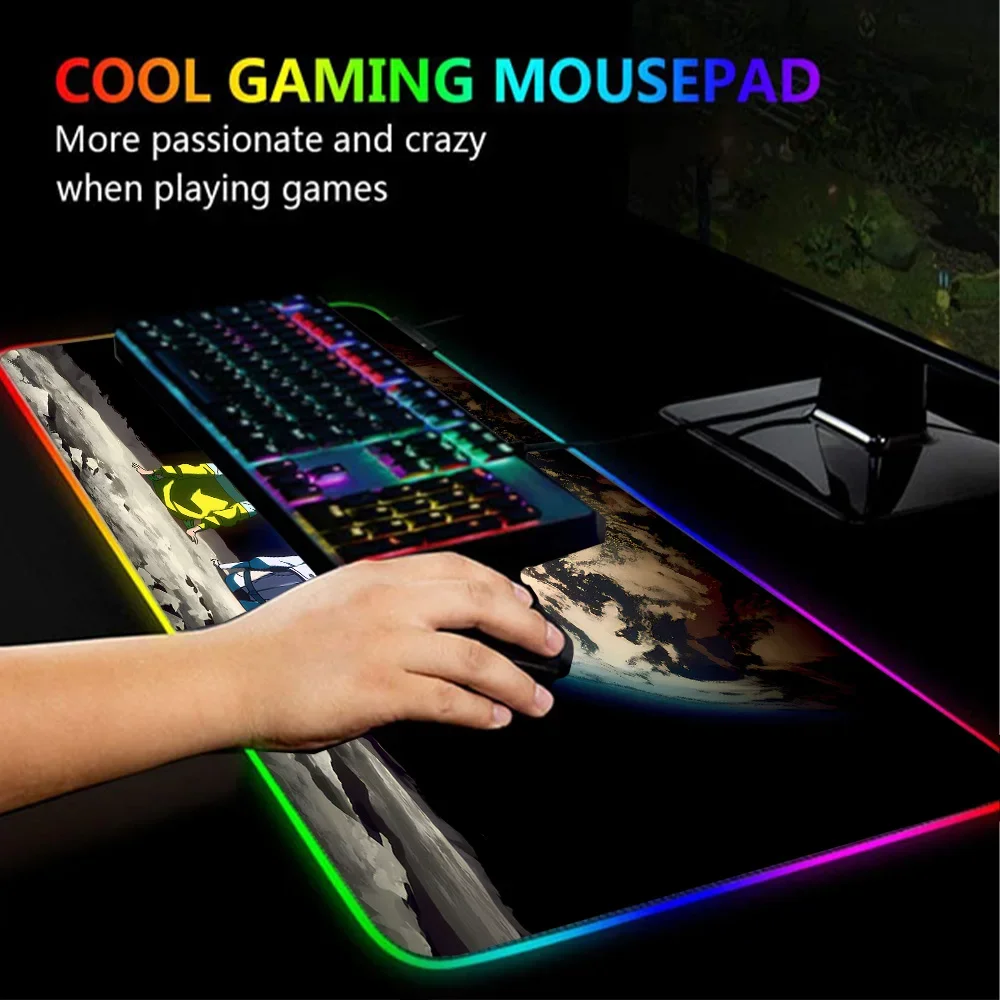 Imagem -02 - Anime Universo Rgb Luz Mousepad Desk Mat Acessórios Japoneses Space Pad Gaming Mouse Carpet Teclado Led Rug 1000 500 1200x600