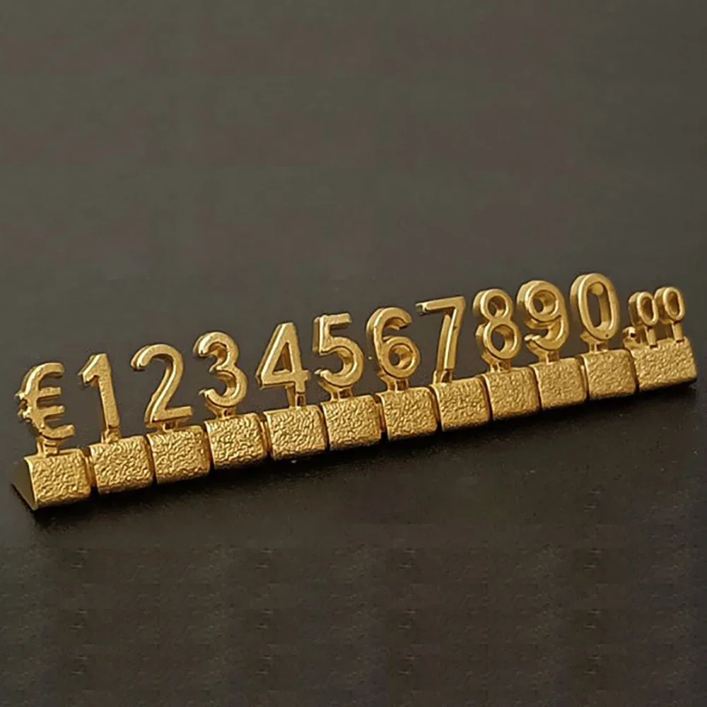 12Pcs/Set Gold 3D Combined Price Tag Adjustable Number Signs Cube Dollar Euro Currency Symbol Jewelry Store Price Display Tags