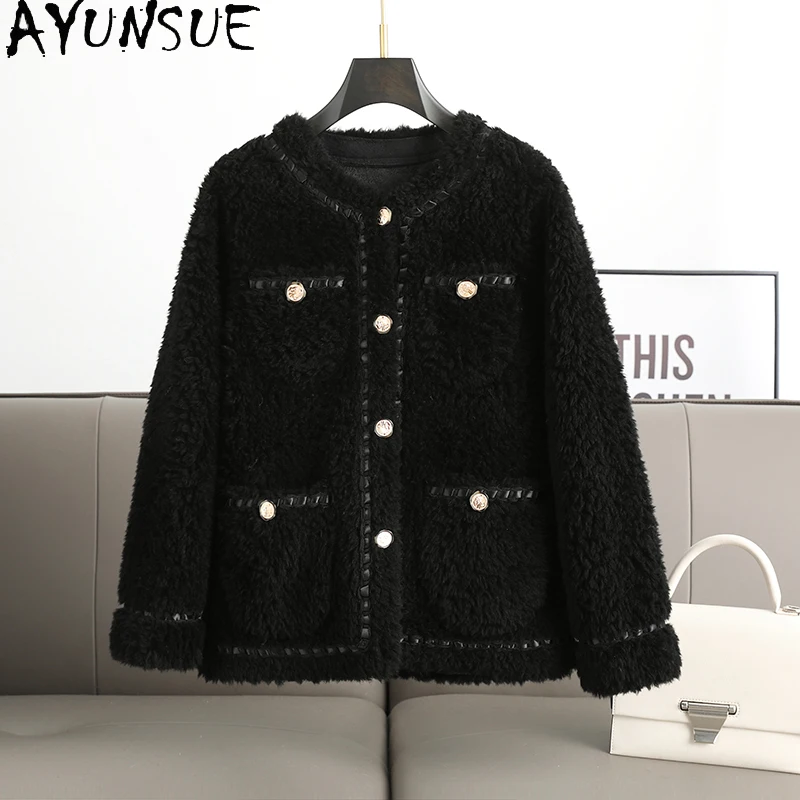 

AYUNSUE женская куртка из 100% натуральной шерсти, короткие элегантные короткие куртки для женщин, одежда, зимние куртки из овечьего меха Abrigo Mujer