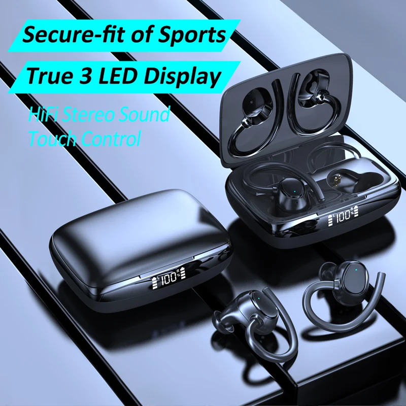 

Bluetooth earphones with long battery life, digital display noise reduction, sports wireless earphones with Led Display
