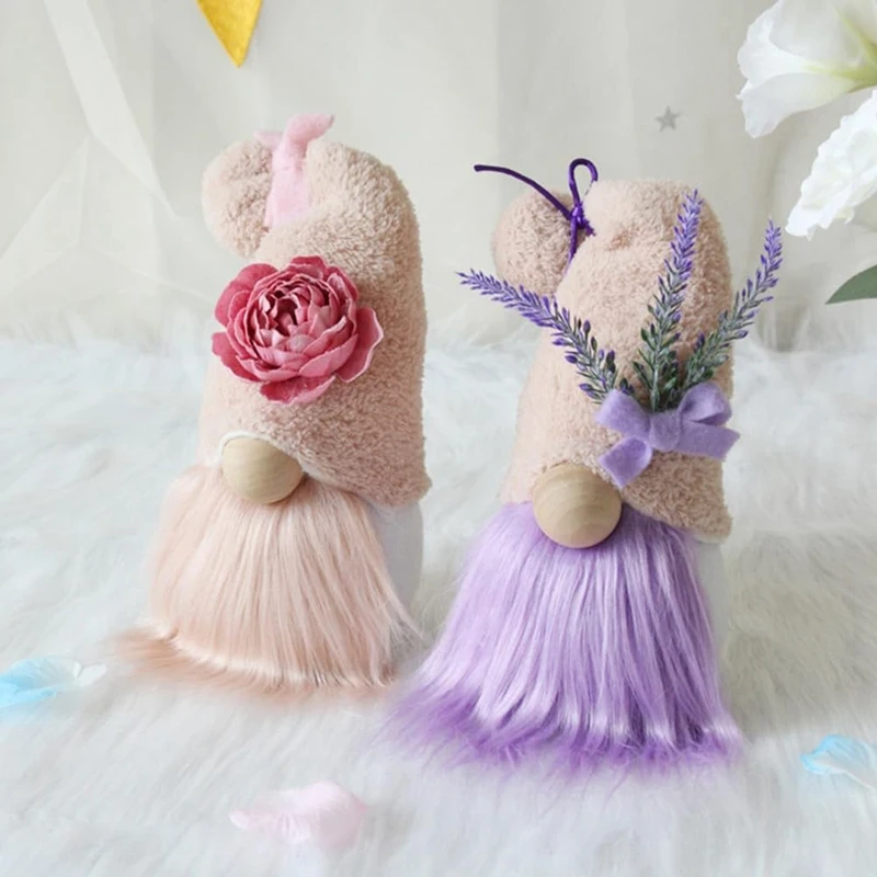 Lavender Gnomes Decorations for Home Spring Gnome Decor Handmade Plush Swedish Tomte Dwarf Farmhouse Decor [Laa259]