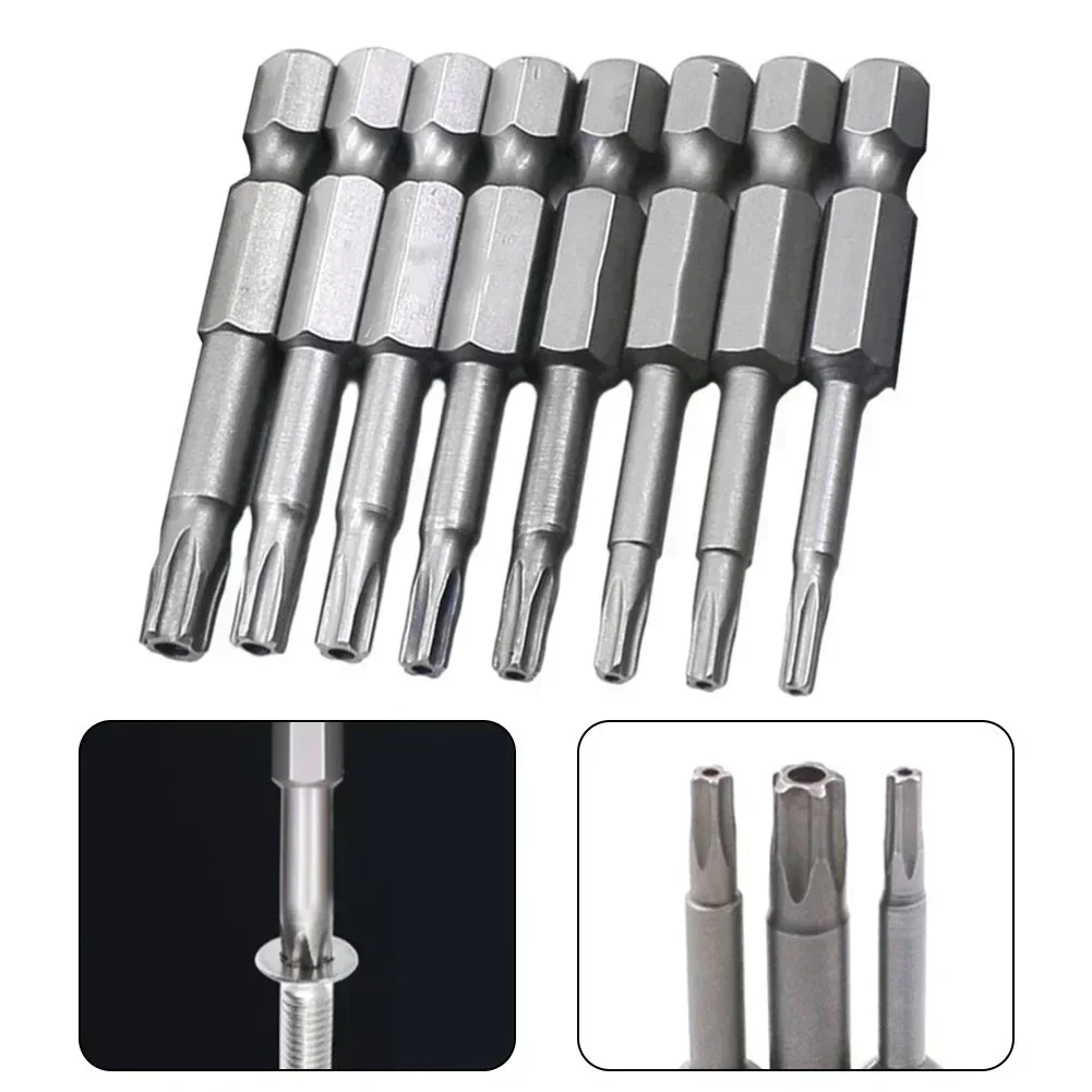 8Pcs Set 50mm Magnetic Torx Screwdriver Bits Alloy Steel T8-T40 1/4