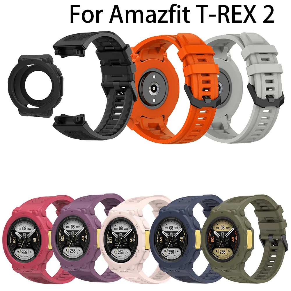 

Silicone WatchStrap For Huami Amazfit T-Rex 2 SmartWatch Band Bracelet Soprt Wristband For Amazfit T Rex2 Strap belt&Case