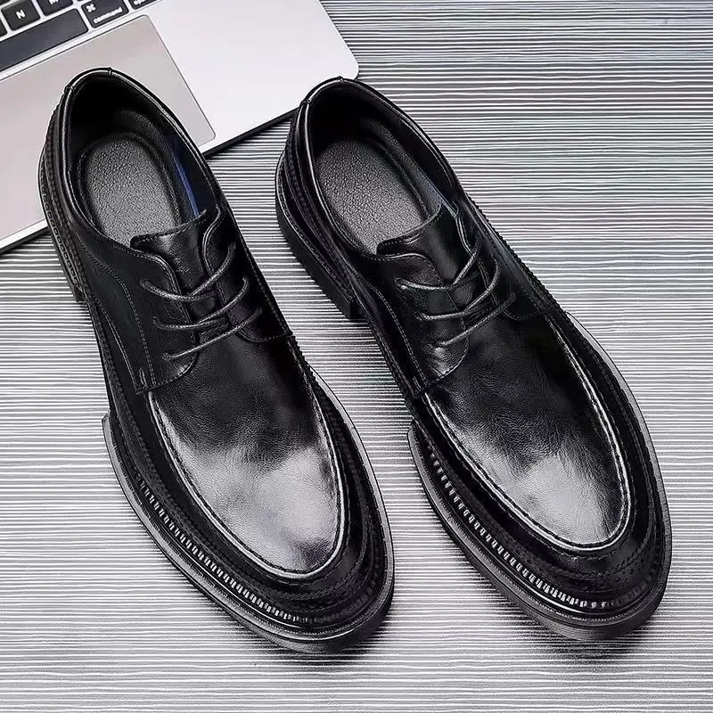 

Men's Casual Shoes Slip on Fashion Leather Loafers Business Men Dress Shoes Gentleman's Party Shoes for Men Thick Sole B63