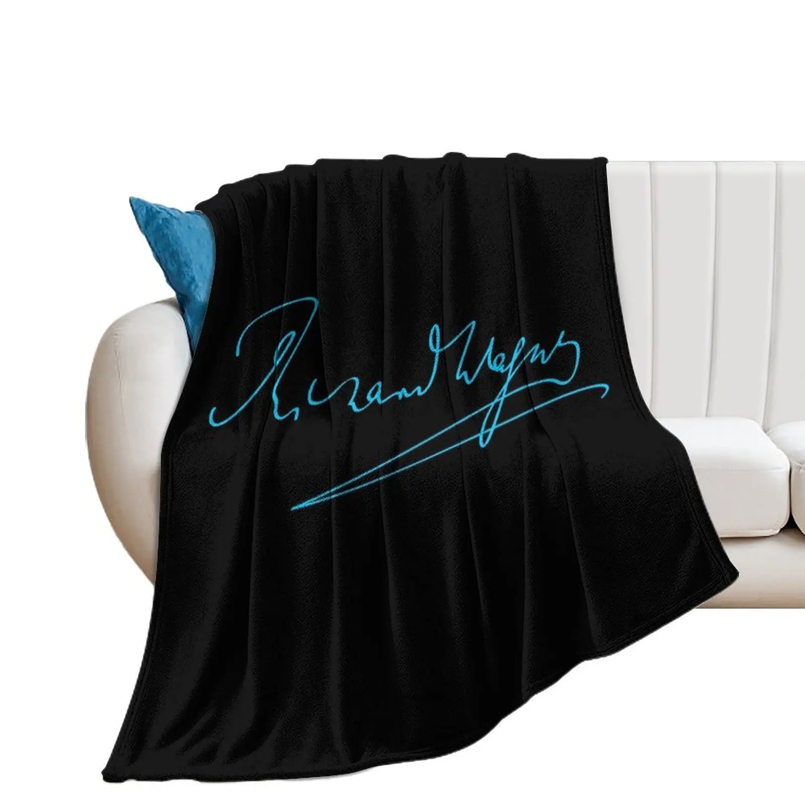 

Richard Wagner - Signature - Blue - RB Throw Blanket Soft Blankets Sofas Of Decoration valentine gift ideas Blankets