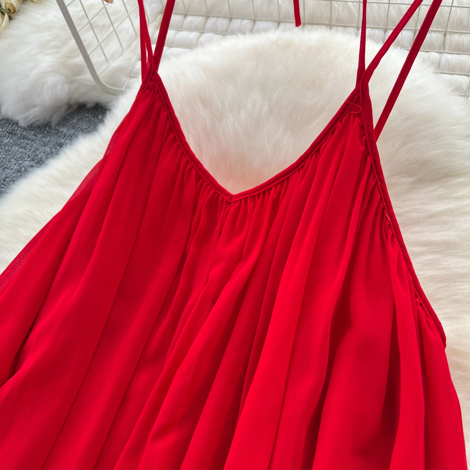 Elegant mesh backless Slip Dress Fairy A-line Vestidos korean fashion Women summer Beach Sweet loose dresses