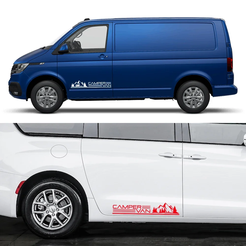 Car Camper Van Mountain Stripes Sticker for VW Transporter Touran Caddy Ford Transit Fiat Ducato Reanult Trafic Citroen Berlingo view 3