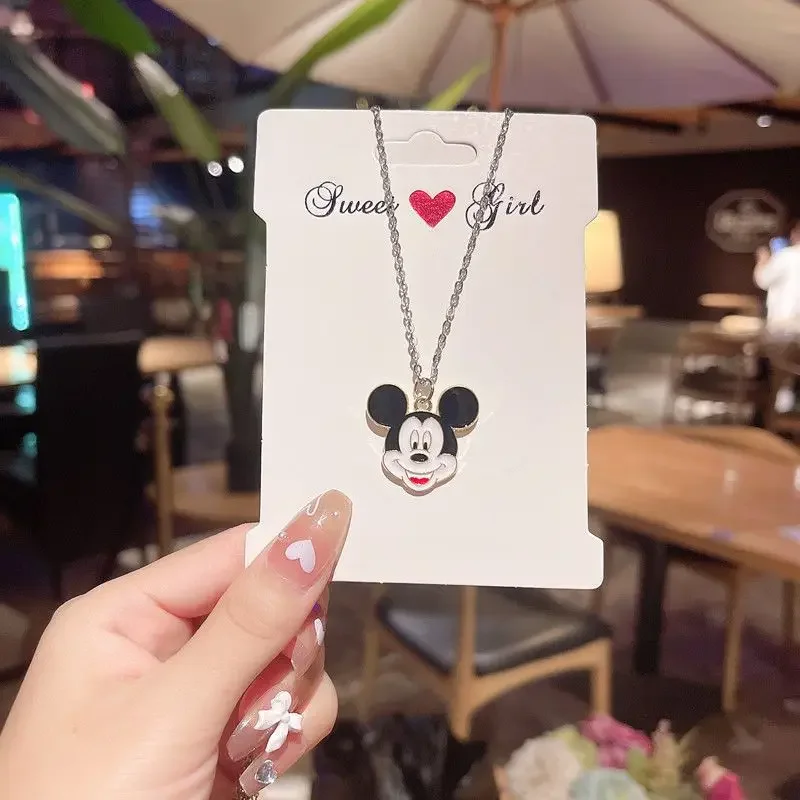 New Disney cartoon animation peripheral Mickey Minnie alloy non-fading necklace ins style personalized pendant gift wholesale