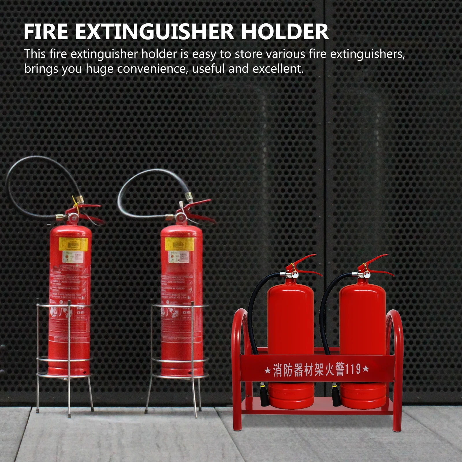 

Metal Fire Extinguisher Holder Stand Shelf Rack Storage 2-4kg Red Heavy Duty Safe Practical Office Fire Equipment