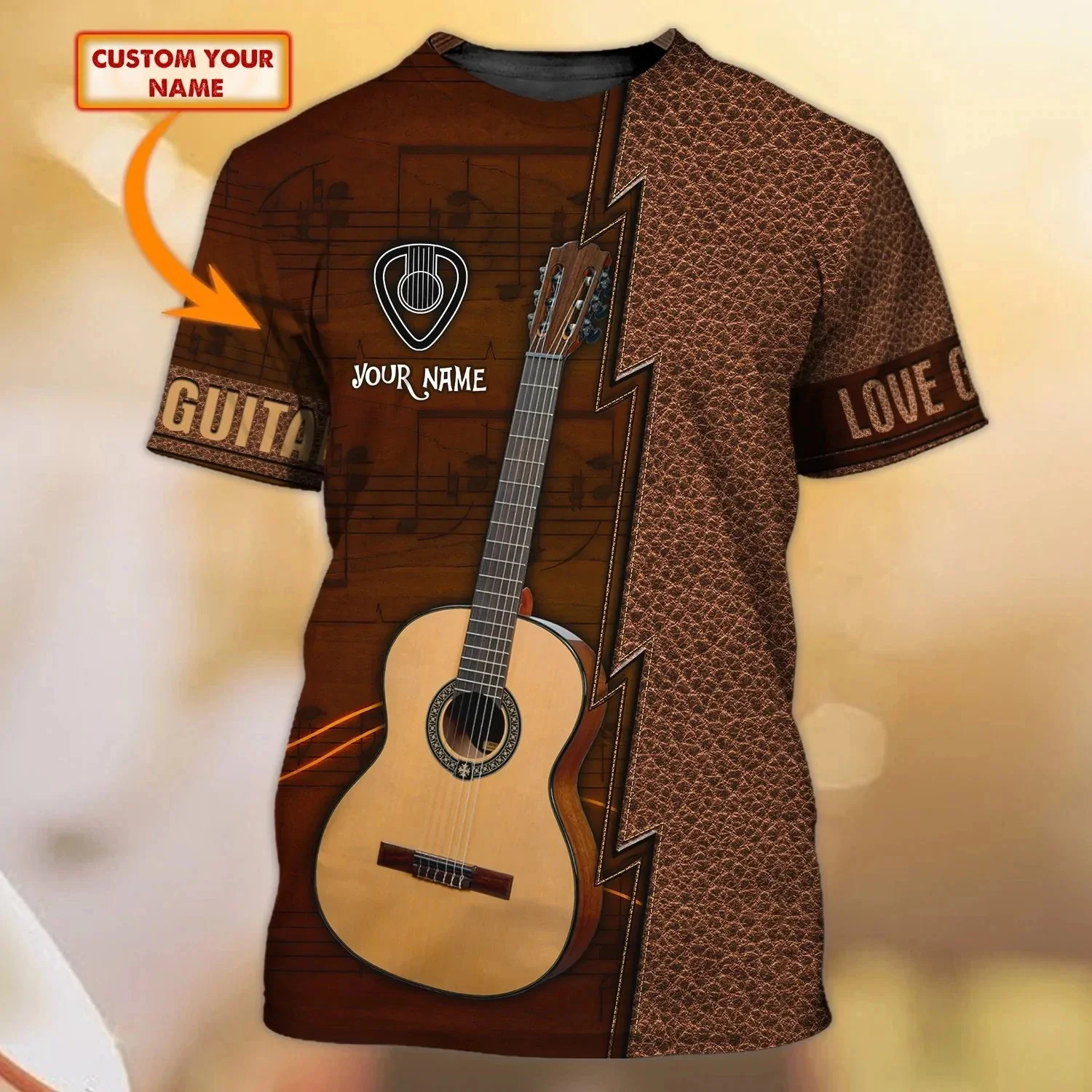 

Guitar 3D Printed Men's T-shirt Popular Music Style T-shirt Hip Hop Harajuku Street Clothing Summer Leisure O-neck Short Sleeve