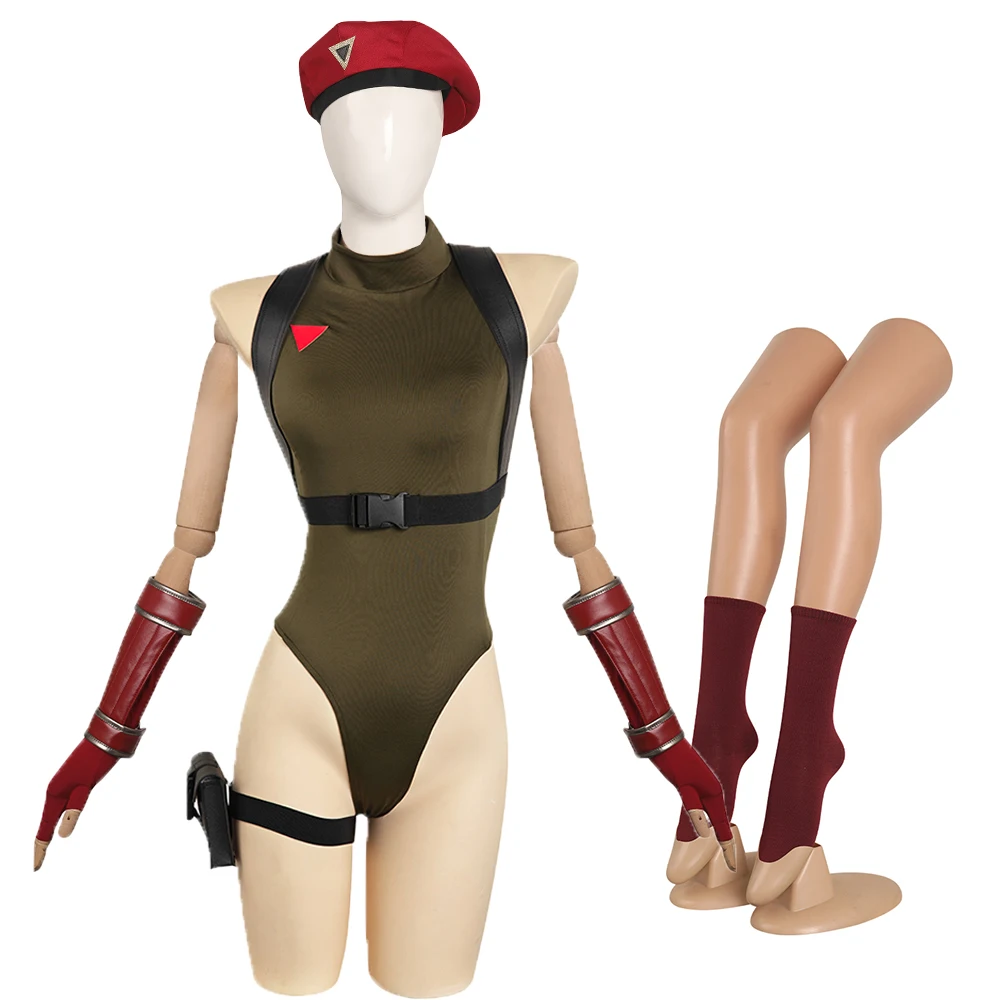 

Fighter 6 Cammy Cosplay Costume Jumpsuit Hat Socks Game SF Disguise Adult Women Fantasia Outfits Halloween Carnival Party Suit