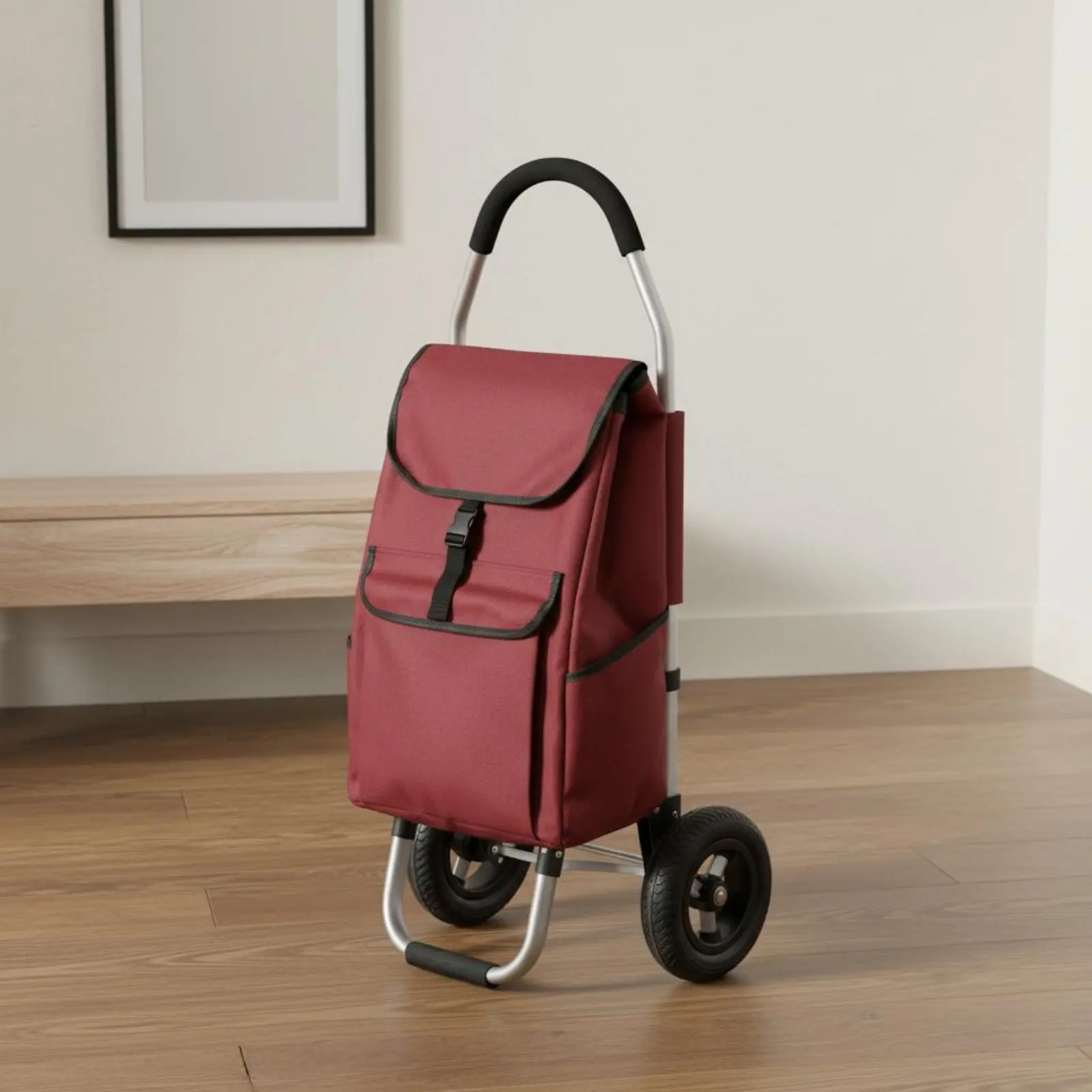

Folding Shopping Carrier Foldable Design Wheeled Provisions Trolley with Bag Stair Climbing Utility Carrier Lightweight Aluminum