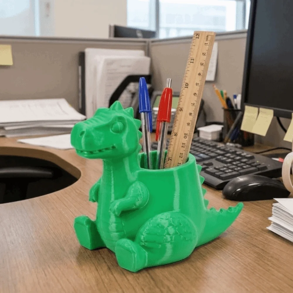 3D Printed Dinosaur Pen Holder T-Rex Shaped Cute Desk Organizer Creative Plastic Dinosaur Succulent Planter Home Decor