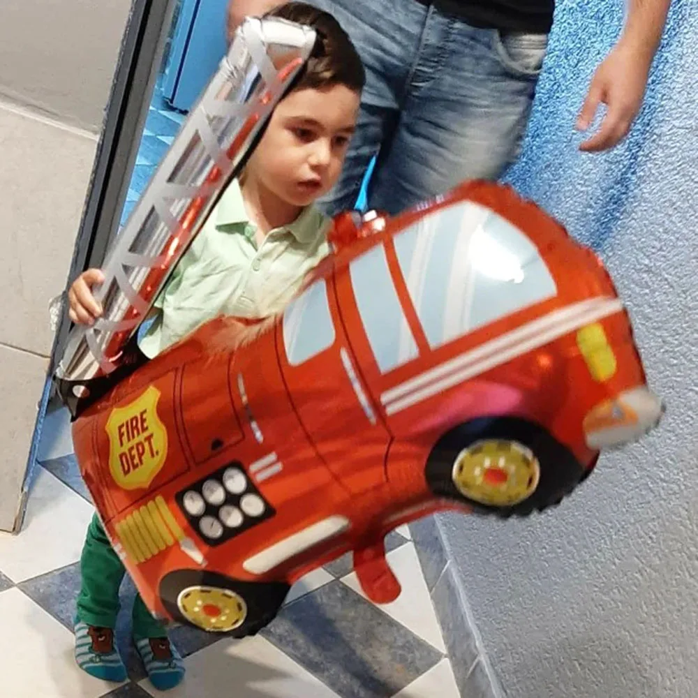 Standing 4D Fire Truck Foil Mylar Balloon Helium Large Fire Car Foil Balloon Baby Shower Boys Firefighter Birthday Party Decors