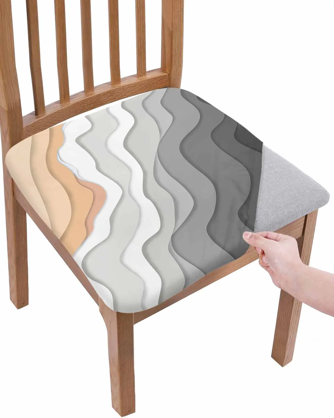 

Gray Waves Gradient Art Elasticity Chair Cover Office Computer Seat Protector Case Home Kitchen Chair Slipcovers