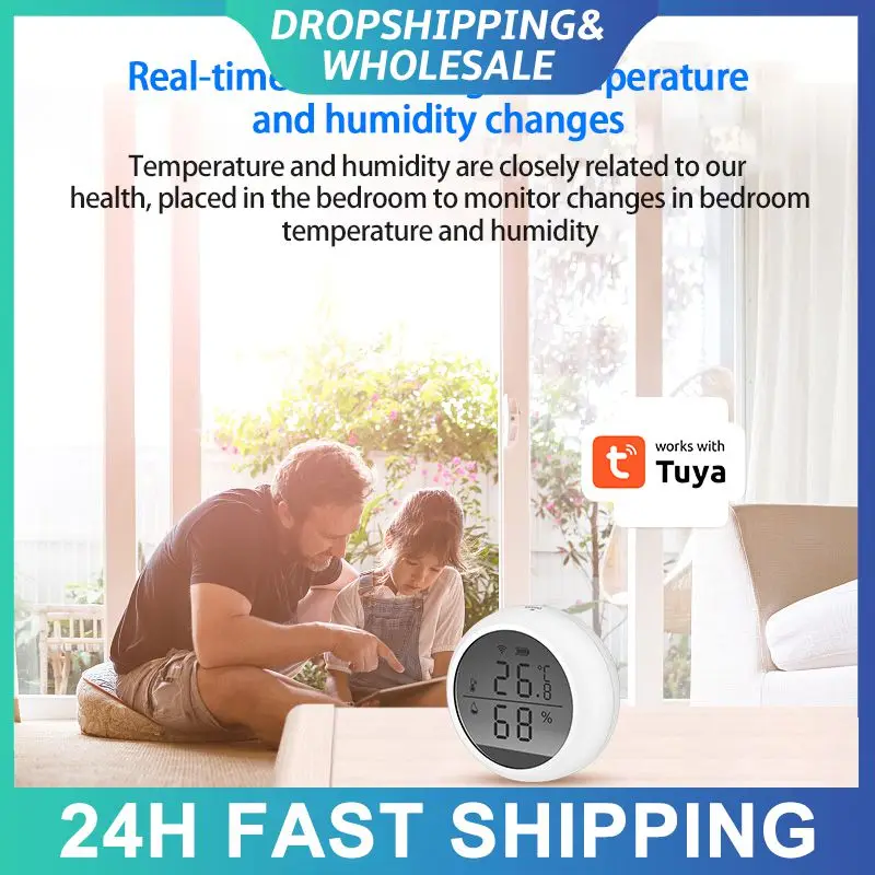 

Smart Home Wifi Temperature And Humidity Sensor Remote Monitoring Indoor T And H Meter Tuya With Lcd Screen