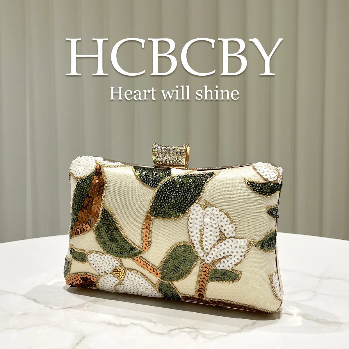 Gold glitter sequins embroidered decorative evening bag high-end celebrity clutch bag women's fashion temperament dinner bag
