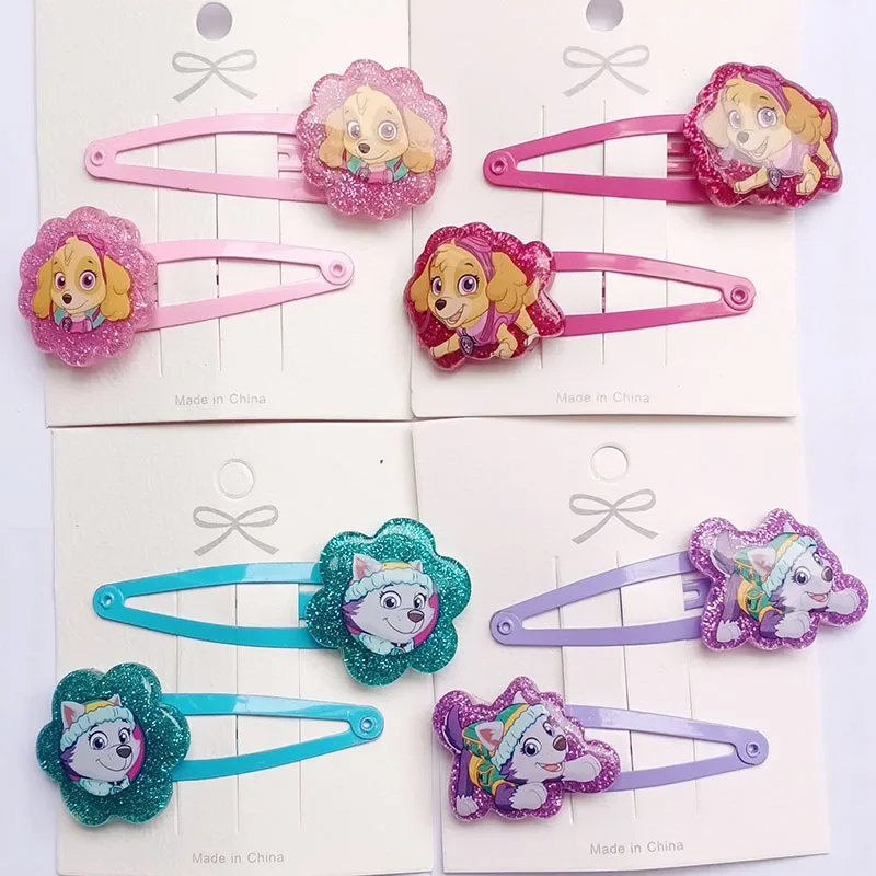 Kawaii PAW Patrols 헤어 클립 소녀 귀여운 만화 달콤한 보석 헤어 액세서리 애니메이션 캐릭터 헤어 클립 어린이 생일 선물