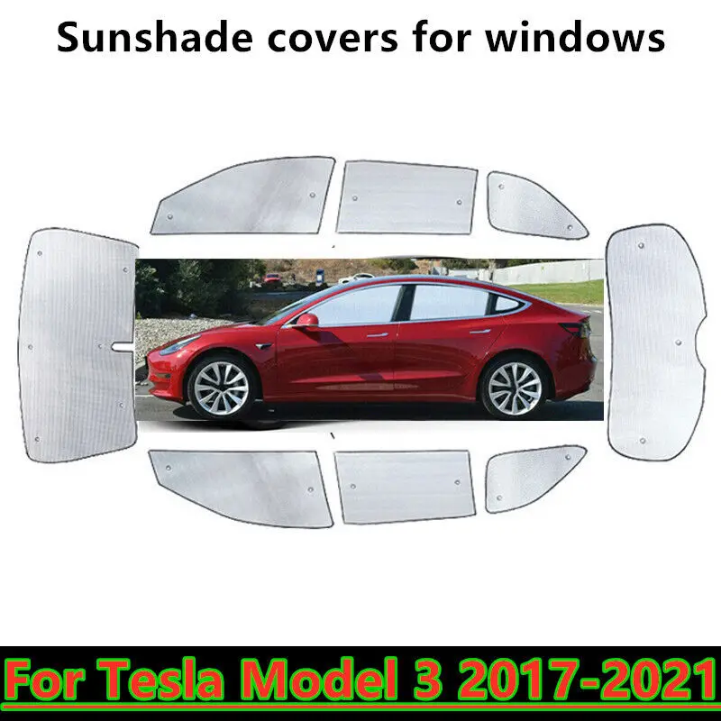 Sunshades UV Protection Curtain Sun Shade Sleep Visor Front Windshield Side Windows Cover Protector For Tesla Model 3 2017-2022